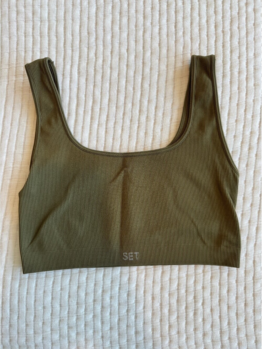 SET Active Sculptflex Box Cut Sport Bra Moss Green Medium